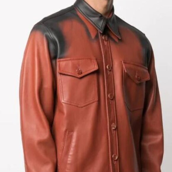 BNWT AW21 MARNI SPRAY PRINT LEATHER SHIRT JACKET 48 - Picture 1 of 13